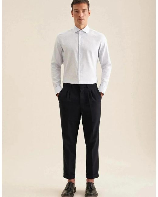 Seidensticker White Slim Fit No Iron Spread Kent Structured Pattern Business Shirt Light for men