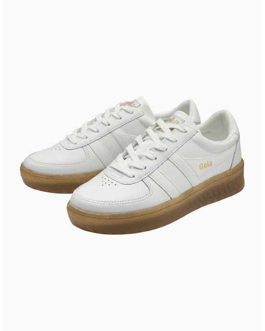 Gola White Grandslam Leather Casual Trainers