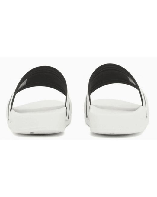 Emporio Armani White Tape Logo Rubber Sliders for men