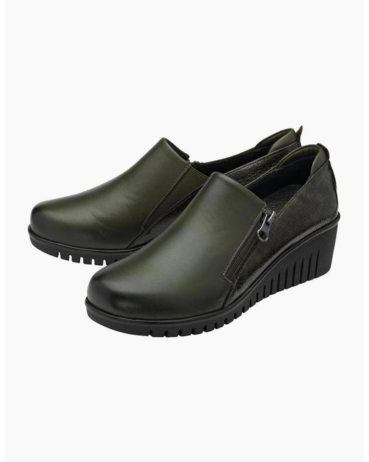 Lotus Green Altan Low Wedge Shoes