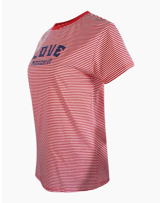 Love Moschino Pink Logo And Stripped T-Shirt