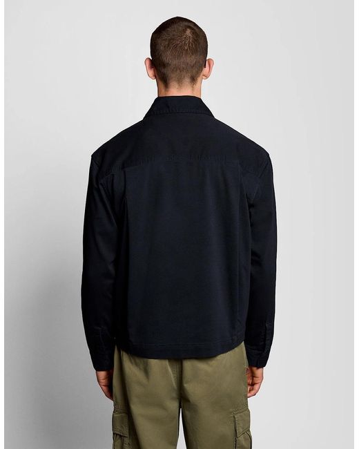 Lyle & Scott Blue Lyle & Scott Enzyme Wash Zip Overshirt for men