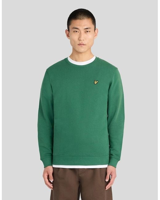 Lyle & Scott Green Cotton Crew Neck Sweatshirt for men