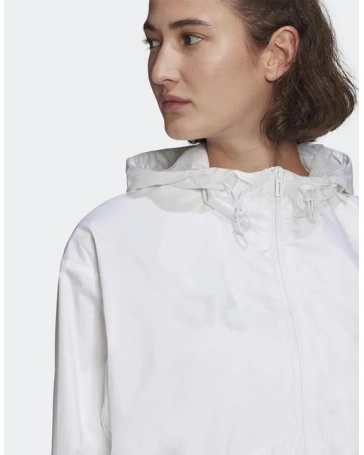 Adidas White Ess Oversized Windbreaker Jacket