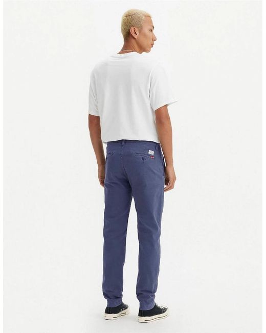 Levi's Blue Levi's Solid Patterned Slim Chinos With Slant Pockets for men