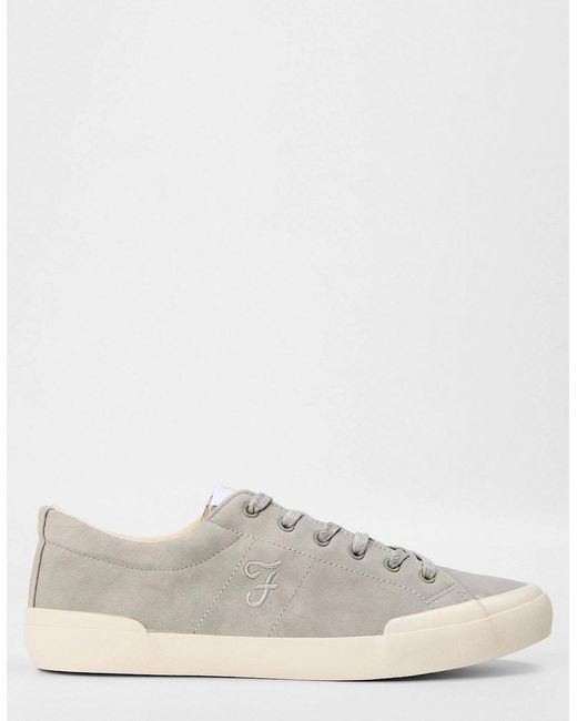 Farah White Dallas Vulcanised Canvas Low Top Sneakers for men