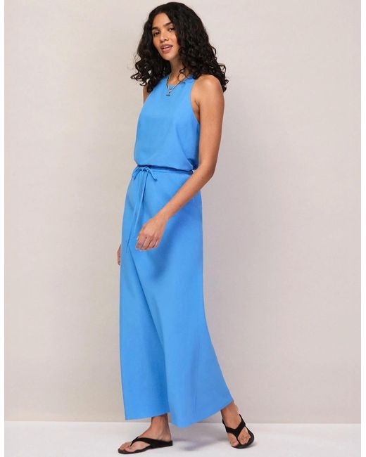 Ro&zo Blue Linen Blend Halter Top
