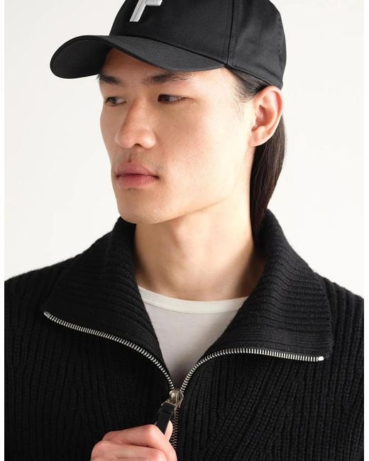 Tom Ford Black Canvas + Smooth Leather Cap for men