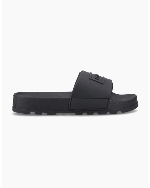 Hunter Black Core Embossed Slider Sandals