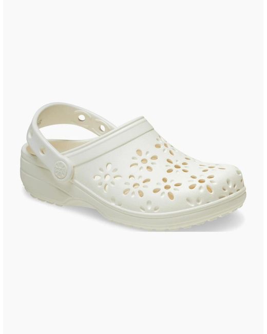 CROCSTM White Classic Floral Cut Out Clogs