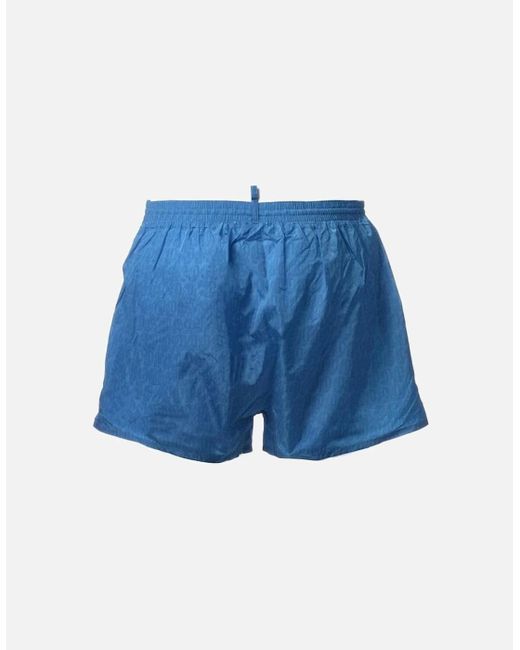 DSquared² Blue Allover D2 Logo Swim Shorts for men