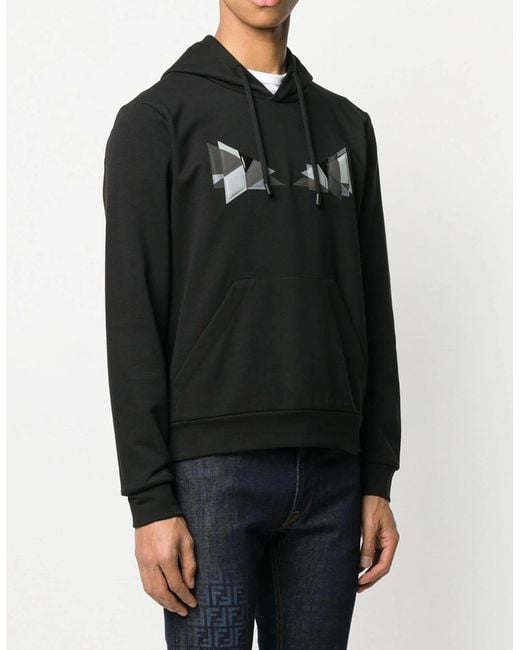 Fendi Black Cubic Bug Eyes Hoodie for men