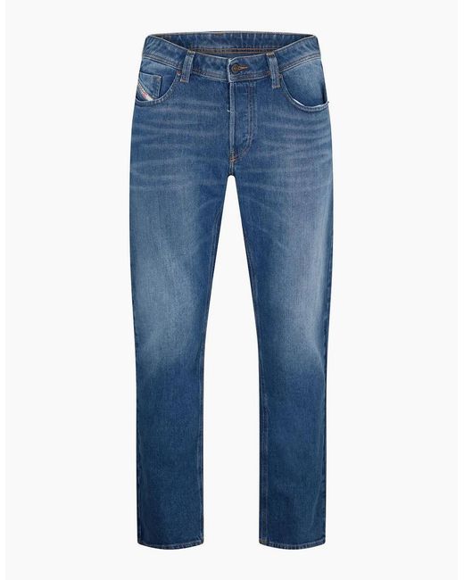 DIESEL Blue Five Pocket Design Straight Leg Jeans for men