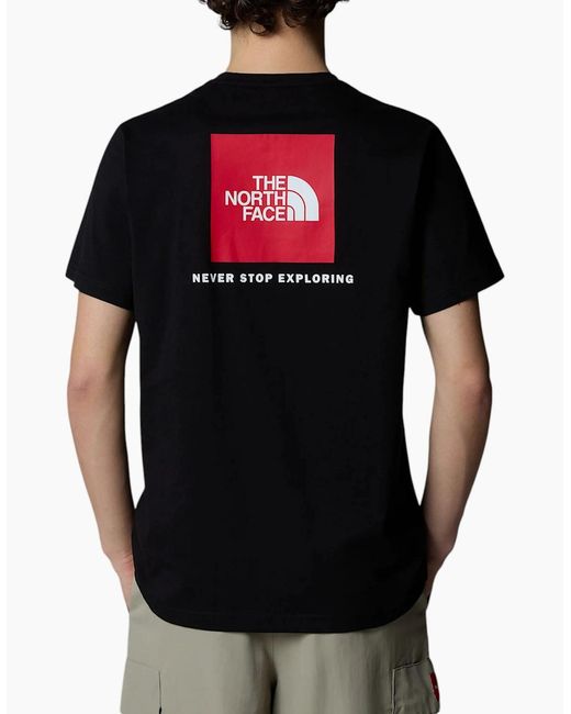 The North Face Black Redbox T Shirt Regular Fit Crew Neck Ss Summer Graphic Tee for men