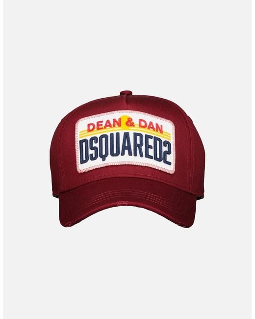 DSquared² Red Dean & Dan Logo Patch Baseball Cap for men