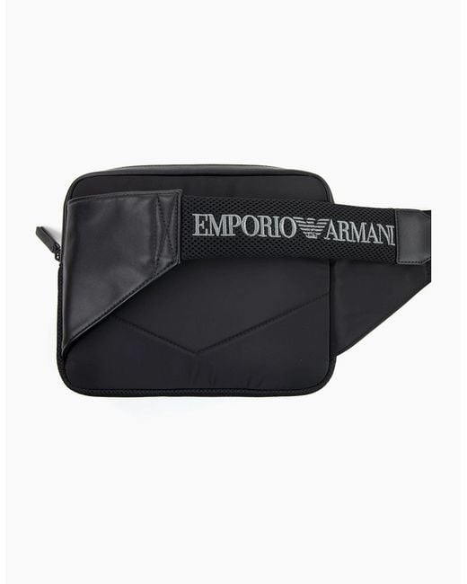 Emporio Armani Black Small Mesh Eagle Briefcase Bag for men