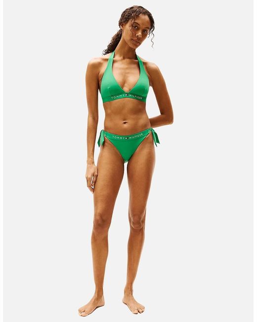 Tommy Hilfiger Green Th Original Halterneck Bikini Top, Radiant