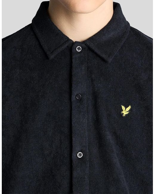 Lyle & Scott Black Short Sleeve Towelling Shirt for men