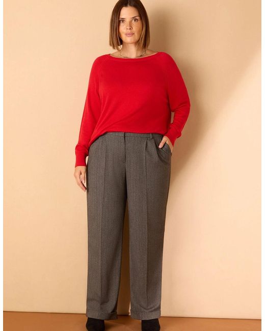 Live Unlimited London Gray Herringbone Wide Leg Trouser