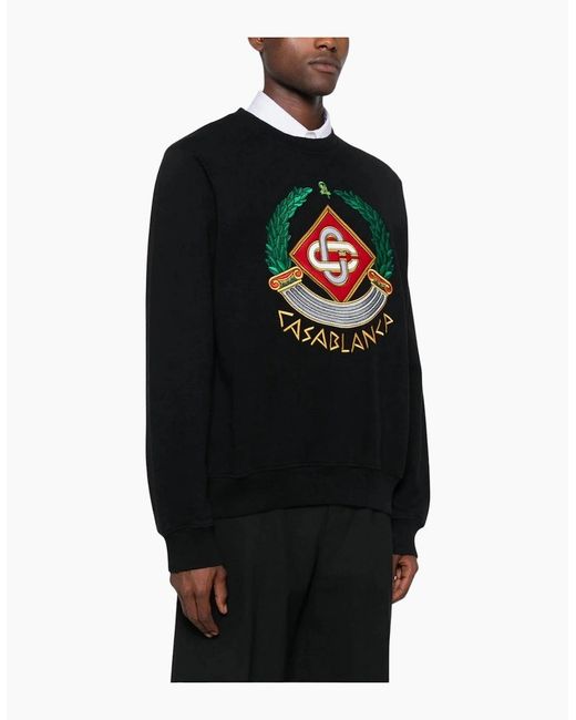 Casablanca Black Embroidered Casa Crest Sweatshirt for men
