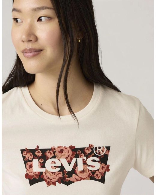 Levi's Natural Levi's The Perfect Wordmark Graphic Crew Neck Short Sleeve T-Shirt