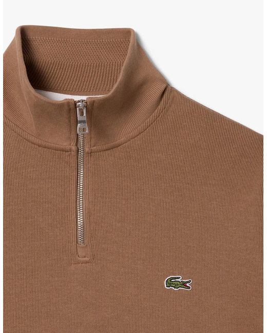 Lacoste Natural Zippered Stand-Up Collar Cotton Sweatshirt for men