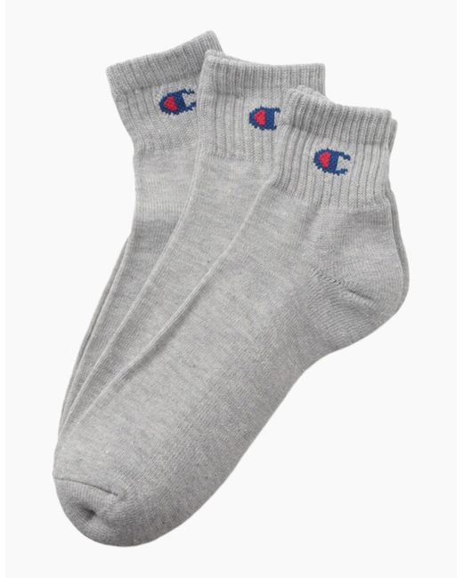Champion Gray Ankle Socks 3X Pack Regular Cotton Sports Trainer Socks L for men