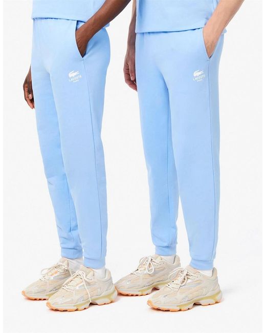 Lacoste Blue Solid Patterned Elasticated Cuff Joggers for men