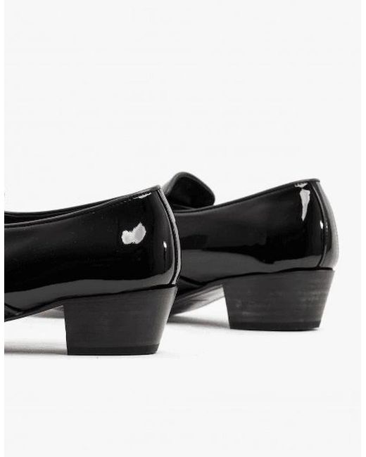 Club Cubano Black Bilbao Patent Leather Plain Cuban Heel Shoes for men