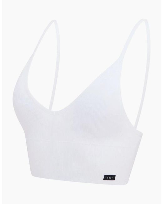 Lee Jeans White Flora V-Neck Slim Fit Crop Bra