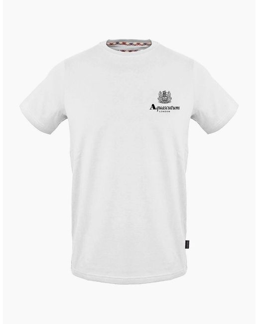 Aquascutum White Regular Fit Crew Neck Short Sleeve T-Shirt for men
