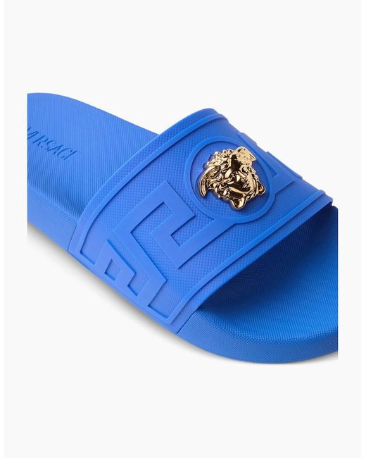 Versace Blue Medusa Sliders for men