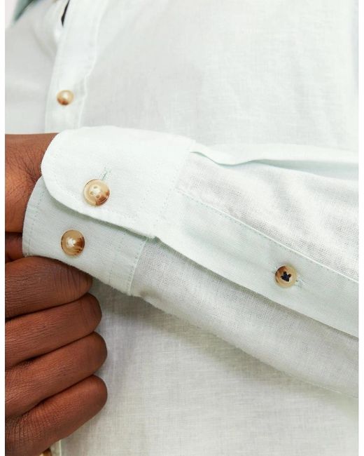 Jack & Jones White Regular Fit Long Sleeve Shirt for men