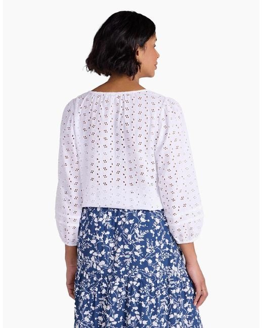 Mountain Warehouse White Ladies Broderie Lightweight 3/4 Sleeve Casual Shirt