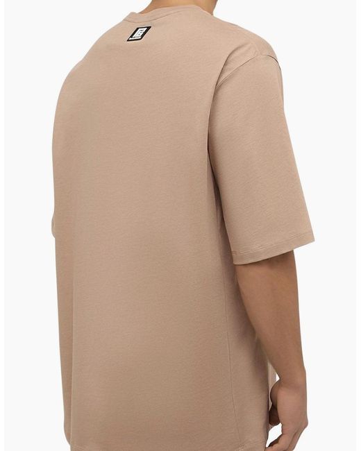 Balmain Natural Sand Logo Printed Oversize T-Shirt for men