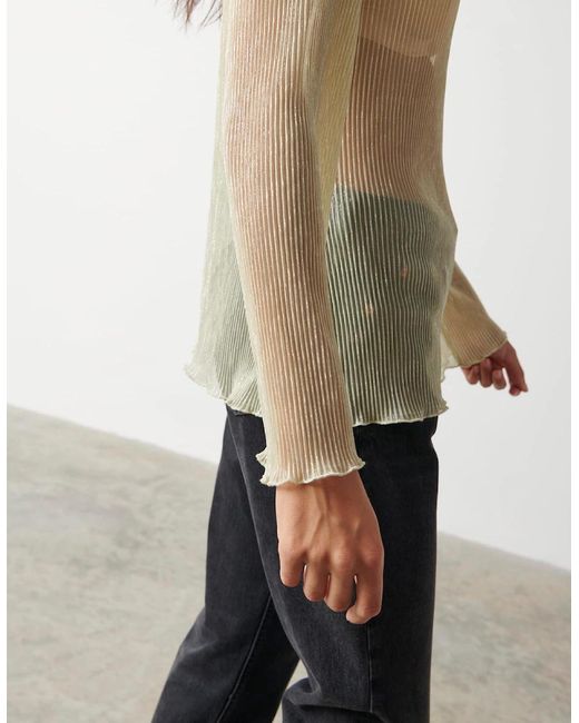 Pretty Lavish Natural Fraser Sheer Plisse Top