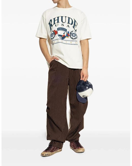 Rhude White Usa Sailing Printed T-Shirt for men