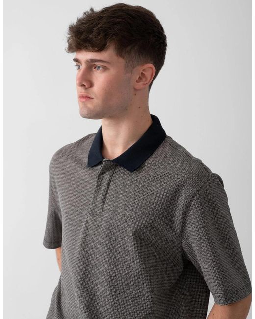 ARMANI EXCHANGE Gray Aop Logo Pattern Polo Shirt for men