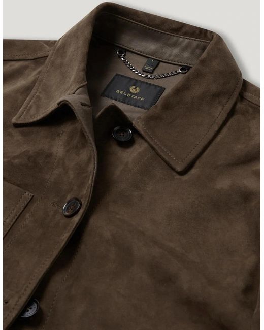 Belstaff Green Trail Suede Jacket Bark for men
