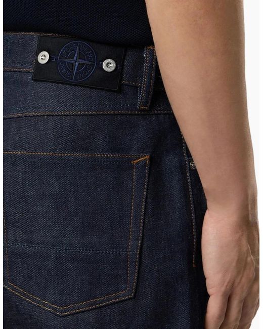 Stone Island Blue Denim-Raw Jeans for men