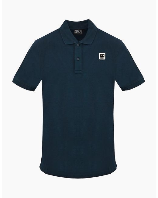 DIESEL Blue Small Patch Logo Total Eclipse Polo Shirt for men