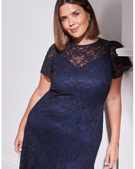 Live Unlimited London Blue Lace Midaxi Dress