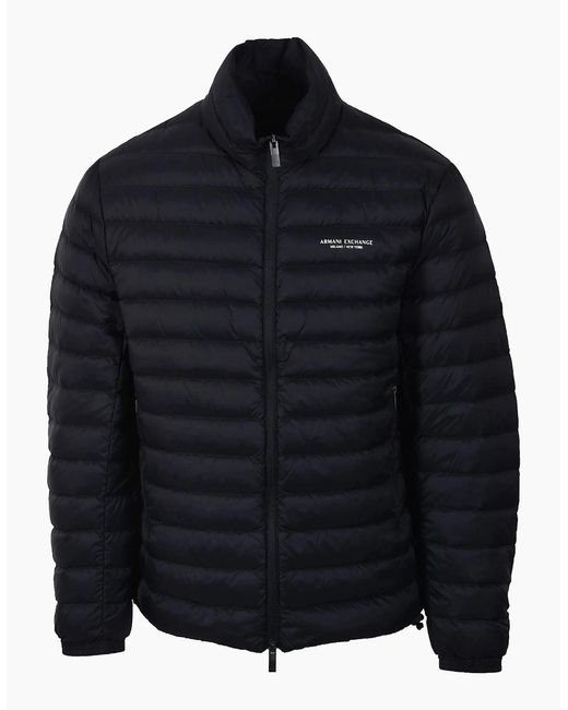 ARMANI EXCHANGE Blue Woven Down Jacket Deep for men