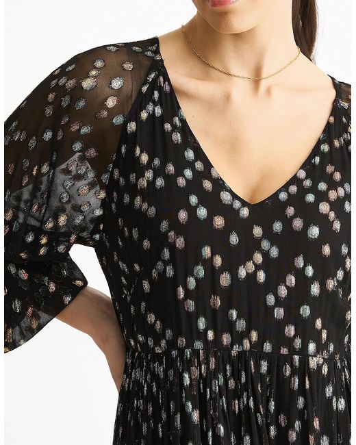 Gini London Black Multicolored Polka Dot Tiered Dress