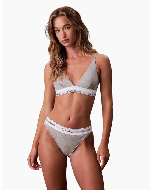 Calvin Klein Brown Icon Cotton Modal Unlined Triangle Bra, Heather