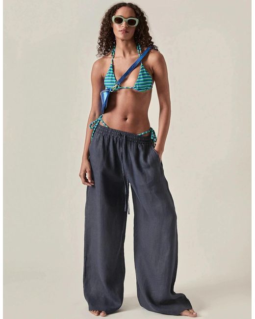 James Lakeland Blue Pure Linen Trousers