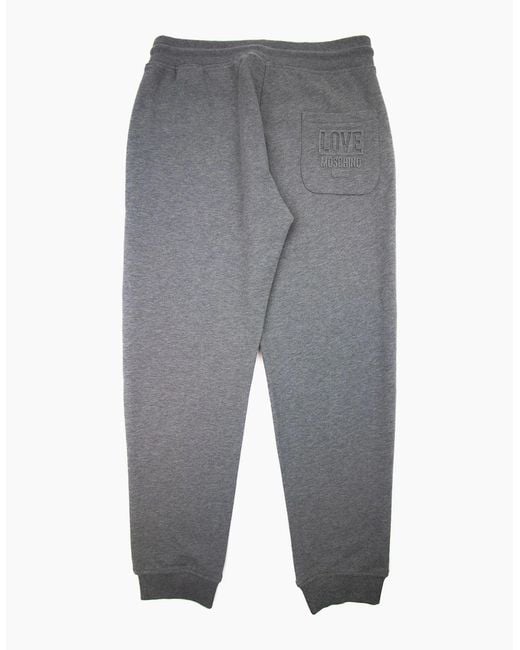 Love Moschino Gray Back Pocket Embossed Logo Tracksuit Pants Dark B922 for men
