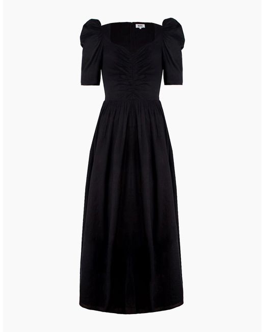 Ro&zo Black Sweetheart Neckline Cotton Voile Midi Dress