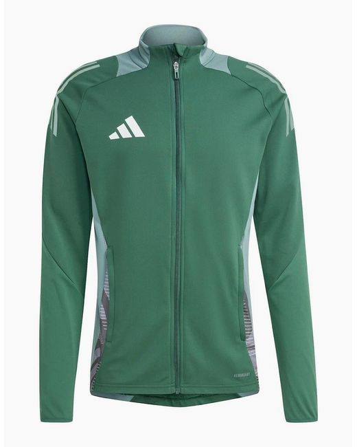 Adidas Green Tiro24 Funnel Neck High Collar Athletic Jacket for men