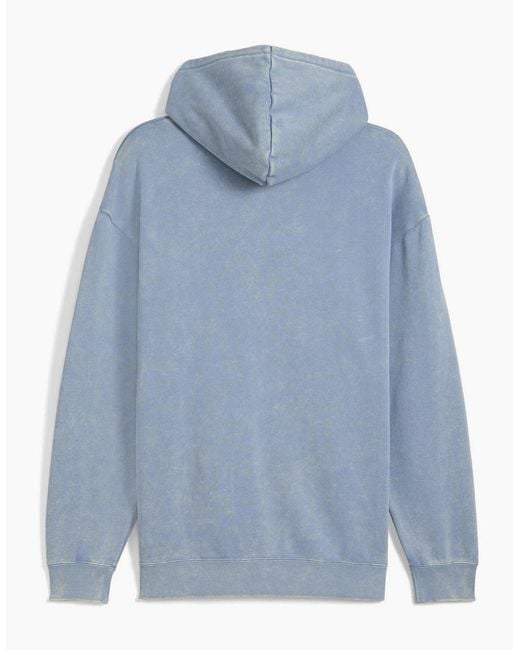 PUMA Blue Elevated Relaxed Wash Overhead Hoodie for men